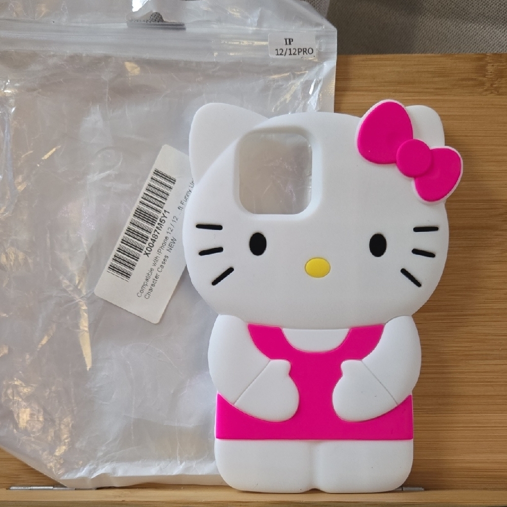 iPhone 12 Pro Hello Kitty Pink and White Silicone Phone Case